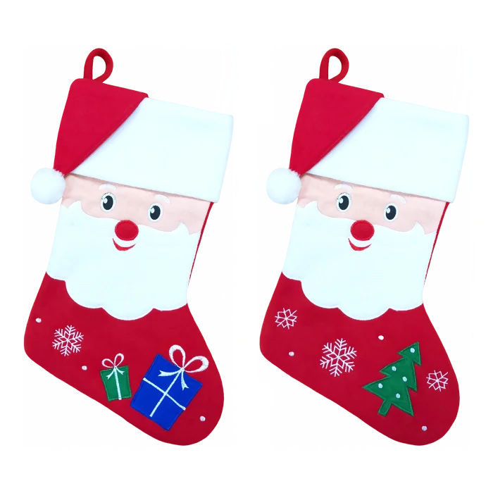 botte feutrine rouge épaisse brodée Père Noël 2ass de la marque NOEL EN FOLIE. Réf. NBDT204.